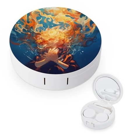 pmoyh Boy Anime Contact Lens Case with Mirror Contact Lens Holder Box Container Soak Storage Kit 8x8cm