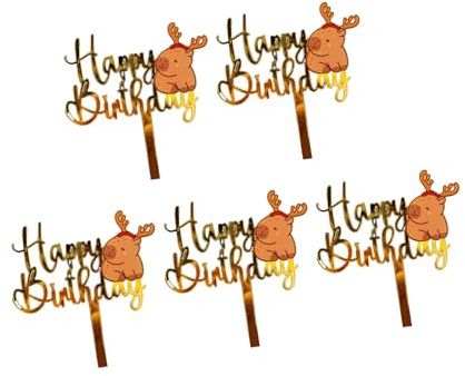 5 Stück Acryl Kuchen Cartoon Geburtstag Party Dekoration Cupcakes Ornament für Geburtstagsfeiern Acryl Kuchen