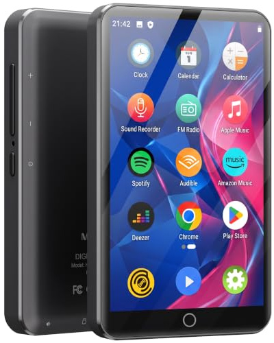 MECHEN Lecteur MP3 Spotify, Android 10 Bluetooth Wi-FI | 4,0 pouces, Processeur MTK à 8 Cœurs, Amazon Music, Audible et Deezer Préinstallés, 16 Go + 512 Go Extensible