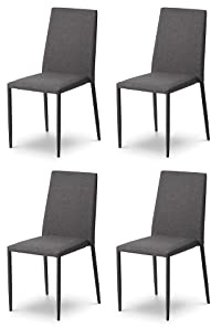 Julian Bowen Jazz Dining Chairs, Set of 4, Grey Fabric - H91 x W43 x D56cm | Contemporary Upholstered Kitchen Chairs for Dining Room, No Assembly Needed, Padded Kitchen Seat