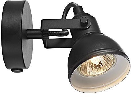 Happy Homewares Unique Industrial Designed Matt Black Switched Wall Spot Light