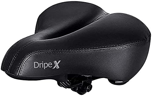 Gel-Sitz/Fahrradsattel von Dripex – Komfortsattel mit breitem Polster, Wasserdicht, für Frauen/Herren – passend für MTB Mountain Bike/Road Bike/Spinning-Hometrainer, Schwarz