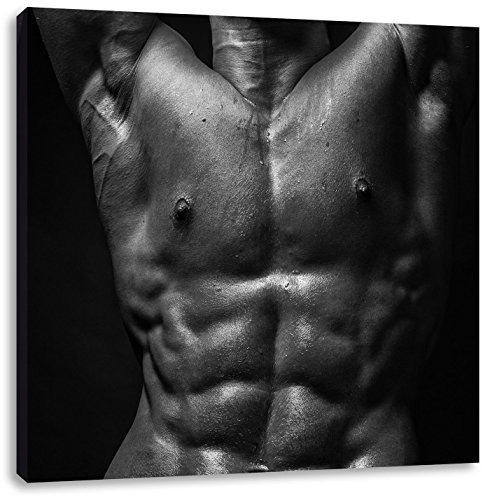 Pixxprint Sixpack Body, Größe: 70x70, Leinwandbild Quadratisch, Wandbild, Kunstdruck, fertig bespannt