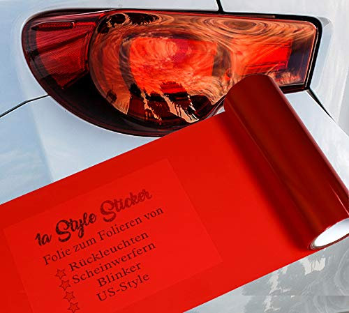 1A Style Sticker Auto Folie Rot Rückleuchten Folierung, 200cm, Rote Rückscheinwerfer, Tuningfolie Rot Tönung passend für alle Automarken
