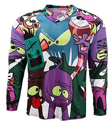 JPOJPO Herren Fahrradtrikot MTB T-Shirt Langarm Mountainbike Motorrad Fahrrad Kleidung Anti-UV, Monster, XL