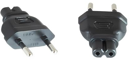 DINIC Stromadapter, 3X Netzadapter Flachstecker auf C7 auch Euro-8, Adapter 2-polig (3 Stück, schwarz)
