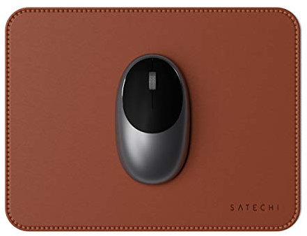 SATECHI Öko-Leder-Mauspad 24,1 x 19,1 cm (9,8 x 7,5) – sicher für lackierte und lasierte Holzoberflächen (Braun)