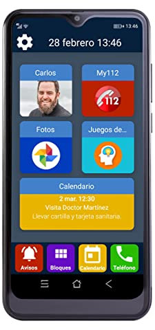 Adaptivecity Familyar - Teléfono móvil Smartphone para Personas Mayores, con Whatsapp, Iconos Grandes, Pantalla táctil, negro