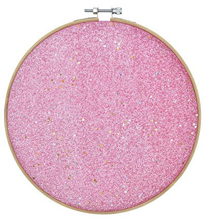 Broche suspendre mur présentoir rangement bijoux support émail boucles d'oreilles collier tableau épingle paillettes avec étoiles, affichage collection d'épingles, cerceau broderie toile/cuir (rose)