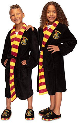 Harry Potter Unisex Hogwarts Bademantel, Schwarz, 134-152
