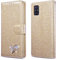 QLTYPRI Hülle für Samsung Galaxy A51, Glitzer Handyhülle PU Ledertasche TPU Etui Handschlaufe Kartenfach mit Eingelegten Liebe Herz Diamond Flip Schutzhülle für Samsung Galaxy A51 - Gold