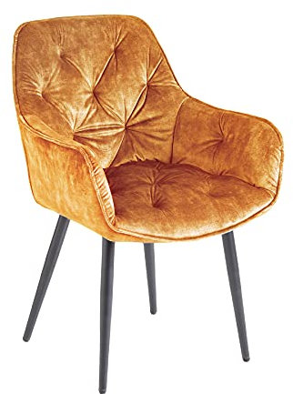 Riess Ambiente Design Stuhl Milano senfgelb Samt mit Chesterfield Steppung Armlehnenstuhl Esszimmerstuhl Polsterstuhl