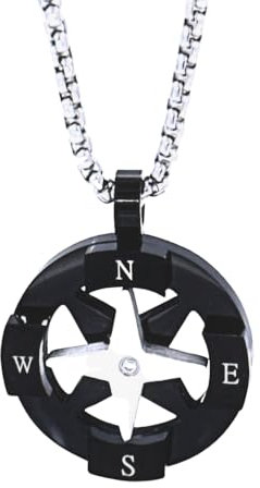 amorili Collana Rosa dei Venti Bussola in Acciaio Inox – Pendente Nautico Unisex, Catena Regolabile da 45–50 cm – Idea Regalo Viaggio, Mare, Avventura - cll1894