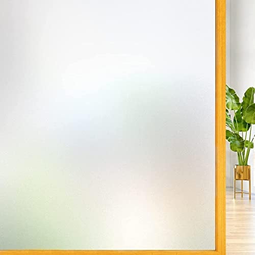 Cinbee Fensterfolie Selbsthaftend Blickdicht 44.5x200 cm, Milchglasfolie Selbstklebend Fenster, Sichtschutzfolie Matt für Badzimmer, Scheibenfolie Fenster