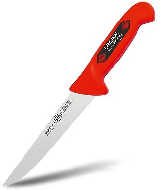 EIKASO Solingen Germany Stechmesser Rot 16cm Klinge aus Molybdänstahl 1.4116 - Fleischermesser mit scharfer Klinge für vielseitiges Arbeiten - Profi Metzgermesser für Hobby und Profi Metzger (21cm)