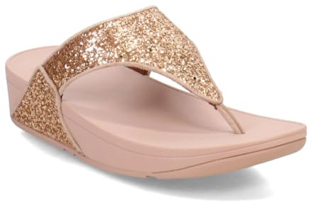 Fitflop Lulu Glitter Toe-Thongs Women's Open Toe Sandals, Rose Gold, 8 UK