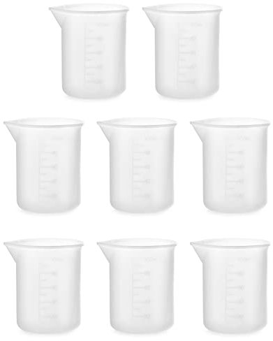 QWORK 8 pezzi 100ml misurino graduato silicone, tazze di miscelazione in silicone, misurino graduato, per stampi a resina epossidica, pittura, arte