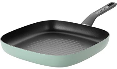 BergHoff Antihaft Grillpfanne 26 cm Leo (Pfanne beschichtet, ideal für Fleisch / Steak, für alle Kochfelder – auch Induktion, mit Grillstreifen) 3950312
