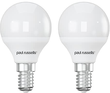 paul russells LED Golf Ball – Small Edison Dimmable Screw Light, 5.5W E14 G45 LED Bulbs, 40w Equivalent, 2700K Warm White, Dimmer SES Energy Saving Ceiling Lightsbulbs, 2 Pack