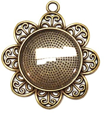 8 Teile 4 Stück Charm Leere Lünette Tablett Medaillons Metall Anhänger Fassungen Schmuck 25mm Runde 4 Stück Klar Glas Cabochon Bastelset (Bronze Model-1)