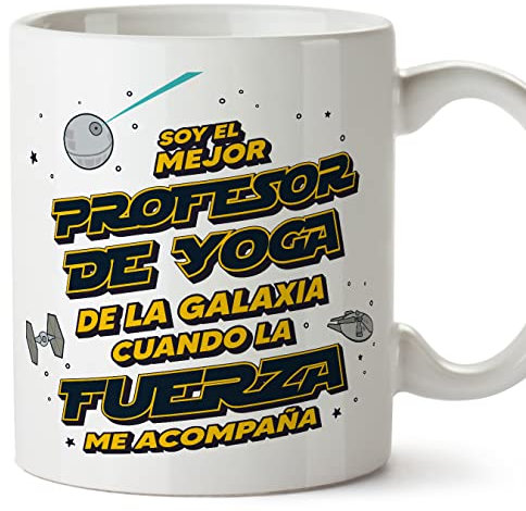 MUGFFINS Tazas para PROFESOR DE YOGA hombre - En Español - Mejor de la Galaxia Cuando Fuerza me Acompaña - 11 oz / 330 ml - Regalo original y divertido