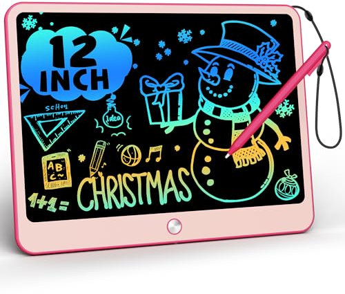 TEKFUN Kids Toys for 3+ Years Old Boys Girls Toddler, 12inch LCD Writing Tablet Erasable Drawing Tablet Writing Pads, Kids Travel Learning Toys Boys Girls Birthday Gifts Age 3 4 5 6 7 (Pink)