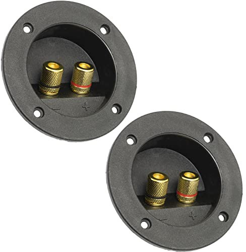 AERZETIX - C65593 - Juego de 2 bornes/enchufes 2 Bananas - para Banana 4mm - Apertura de Cable Ø5mm - diámetro 81mm - Terminal Redondo Empotrado conexión Altavoz Altavoces - 2 vías para atornillar
