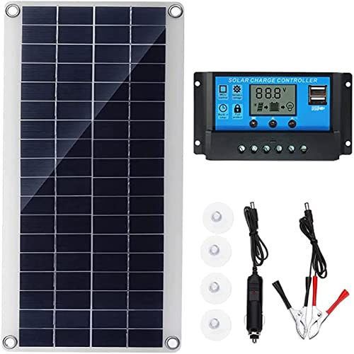 Giural Kit de Panneau Solaire Souple monocristallin de 100w 12v Panneau Solaire Flexible Module Monocristallin pour Charger la Batterie de 12V / Voiture/Bateau/Caravane/Camping-Car,10a Controller
