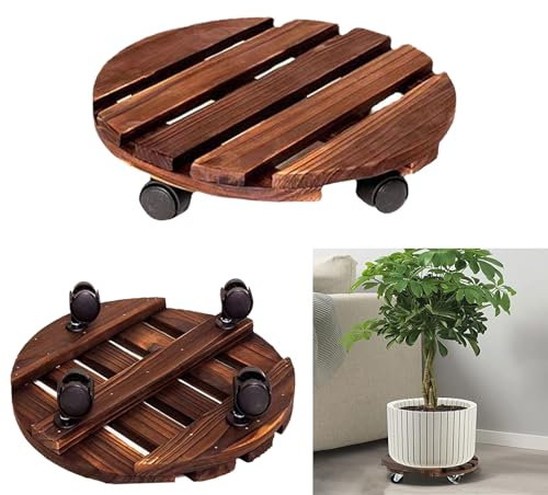 Catekro Soporte para Plantas con Ruedas, Soporte para Plantas, Caja Redonda para macetas, mudanza de Plantas Redonda Resistente para Uso en Interiores y Exteriores (25 cm)
