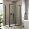 Luxura® 1200 x 900mm Sliding Shower Enclosure Door Screen for Wet Room Cubicle Enclosures, 6mm Toughened Safety Glass, Framed, Reversible, Matt Black