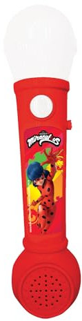 Lexibook - Miraculous - Beleuchtetes Mikrofon für Kinder, musikalisches Spielzeug, eingebauter Lautsprecher, Lichteffekte, inklusive Demo-Melodien, rot, MIC80MI