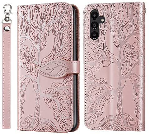 ONETHEFUL Coque Portefeuille Étui Samsung Galaxy A05s Housse Protection Accessoires Case Flip Cover Phone Étuis en Faux Cuir avec Stand pour Samsung Galaxy A05s Or Rose