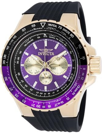 Invicta Aviator 44613 Orologio da Uomo - Impermeabile - Analogico - Movimento Quarzo - acciaio inossidabile con quadrante viola - 50mm