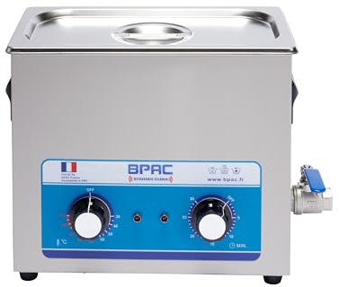 BPAC Nettoyeur Ultrasons avec Cuve 6 Litres - Ultrasonic Cleaner Analogique - Nettoyeur Ultrason Bijoux Puissance 180 W - Appareil Pour Les Particuliers et Professionnels - Marque Française