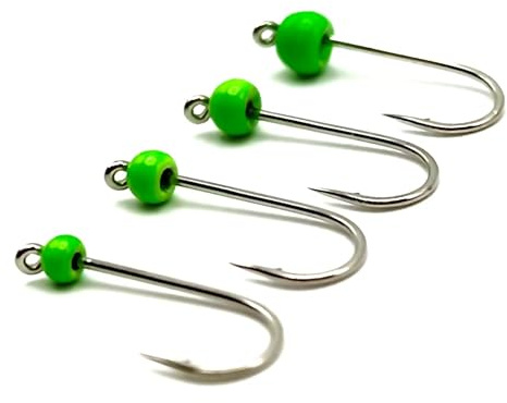 KOLIBRI Tungsten Micro Jighaken Set - je 4 STK. | Forellen Wolframperlen Ultralight Haken zum Angeln mit Gummiköder | Tungsten Jigs Trout Fishing Hooks