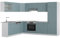 Vicco Eckküche R-Line, Küchenzeile in L-Form, Blau-Grau/Weiß, 227 x 287 cm, AP Marmor