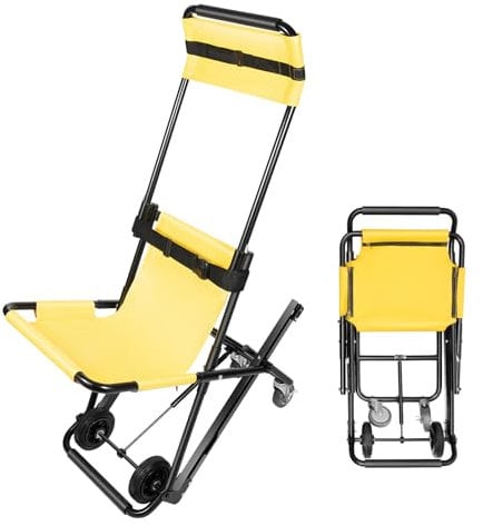 OUBUBY Manueller Treppenlift, Faltrollstuhl Aluminium Transportrollstuhl Evakuierungsstuhl Tragbarer Rollstuhl Verstellbare Kopfstütze Transporttreppenstuhl Maximalgewicht 350.53 Lbs