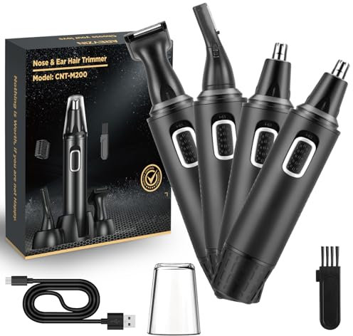 Tondeuse nez homme,Professionnelle tondeuse nez oreilles homme,Electrique Sans douleur tondeuse nez & rasoir nez homme,étanchéité IPX7,Lames à double tranchant,Moteur Silencieux,Nettoyage facile