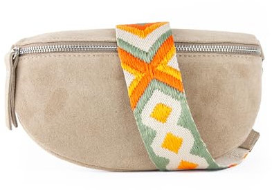lePelou Bauchtasche aus Veloursleder, Wildleder Bauchtasche, Festival Tasche, Cross Body Tasche, Gürteltasche, Geschenk (Beige 6, S)