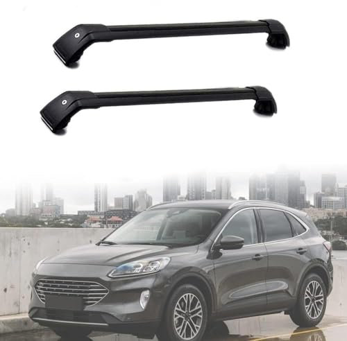 Dachgepäckträger Dachträger für Ford Kuga II Escape 2019-2021 -Aluminium (2 Stücke) Integrierte Dachreling Tragkraft 75 Kg Vormontiert Inklusive Schloss,P
