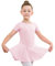 BALAYSIER Ballettkleidung Mädchen Ballettkleid Kurzarm Balletttrikot Baumwolle Tanzkleid Tanzbody Mit Chiffon Rock Tütü(Rosa, 150)