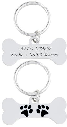 HEIMWOHL Hundemarke mit Gravur Personalisierte Fotogravur Hunde Zubehör Dog Tag Halsband Hund Personalisiert - Tiermarke für Hunde & Katzen 35 * 15mm (Schwarz)