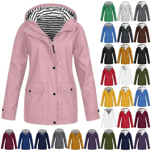 FGUUTYM Veste de pluie pour femme - Imperméable et respirante - Avec capuche - Coupe-vent - Léger - Coupe-vent - Pour femme - Veste de pluie de vélo - Grandes tailles - Trench, Bleu ciel 3, M