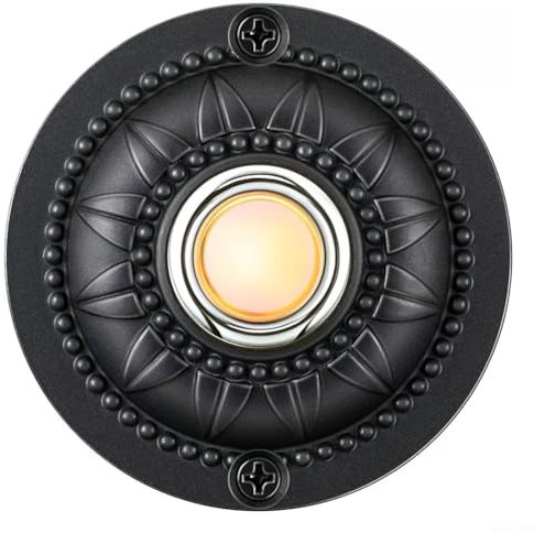Besttoolifes Doorbell Push Button, Round Metal Black Wired Lighted Up LED Doorbell Button, Doorbell Button Waterproof And Sturdy Material For Home Front Door