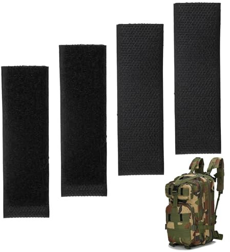 Duluok 4 Stück Molle Rucksackgurte Taktische Molle-Streifen Molle Zubehör Klett Kabelbinder Patches Klett Militär Zubehör für Taktischen Rucksack für Taktische Westen Outdoor-Rucksäcke Schwarz
