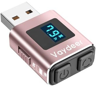 VAYDEER Mouse Jiggler Laptop Mouse Mover [LED Display] [Timer-Funktion] [USB Nicht Nachweisbar] [Metall] Mouse Auto Move Bewegen Mauswackler Praktisch Mausbeweger Maus Beweger für Home Office Rosa