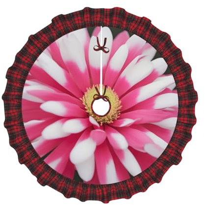 Rosa e Bianco Fiore Albero di Natale Gonna a scacchi Albero di Natale Gonna Decorata Albero di Natale Tappetino di Natale