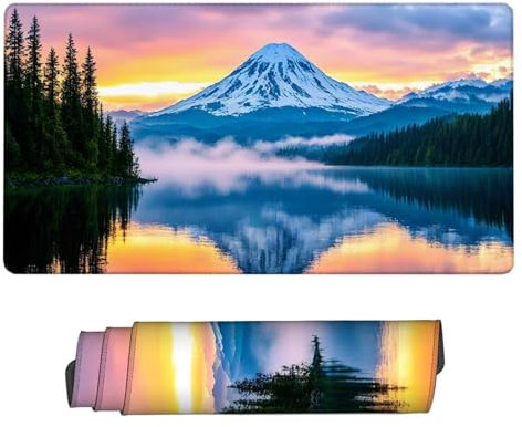 Tapis de Souris XXL Coucher Soleil 1200x600x3mm, Texturée Résistant à Usure Lavable Tapis Souris Montagne Grand Tapis de Souris Gamer avec Surface en Caoutchouc Antidérapant Résistant, Bureau H2-579