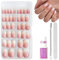 French Tip False Nails Set - 120PCS Almond French Press On Nails - Short Nude Pink Gradient Fake Nails With Glue - Natural Glossy Acrylic Full Cover Stick On nails For Women Girls Daily Wear nail Art