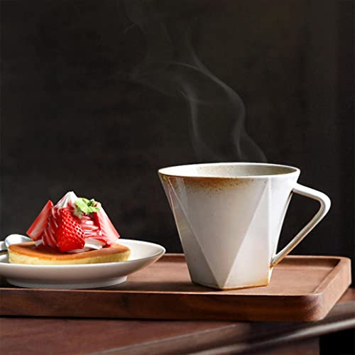 QXHSSM Ceramic Coffee Cup Large Simple Retro Tea Cup with Handle for Cappuccino Milk Cup Unique Porcelain Mug for Home/Office Dishwasher and Microwave Safe Unique Gift red-295ML(Yellow)